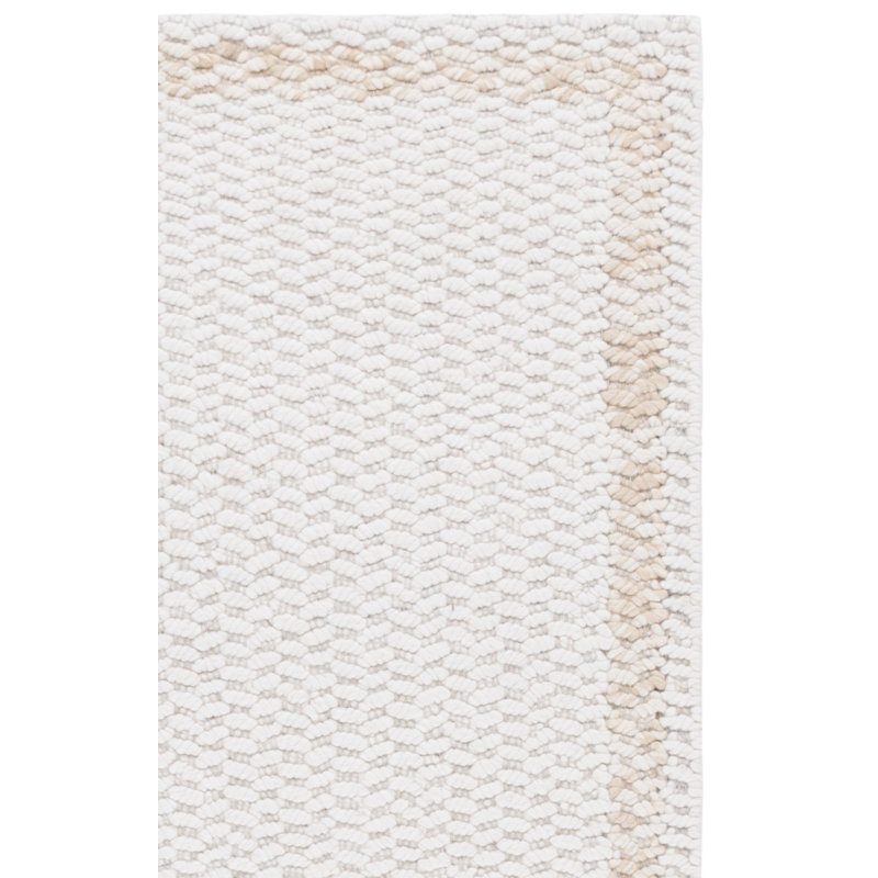 Tapis abstrait en laine / coton tissé à la main Natura en beige / ivoire, Carré 6 pi