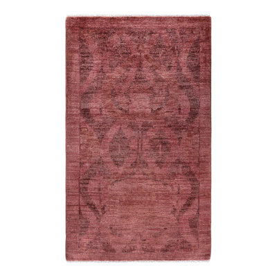 Overyed One-of-a-Kind Rectangle 3'1" X 5' New Age Wool Area Rug Rust/Gray