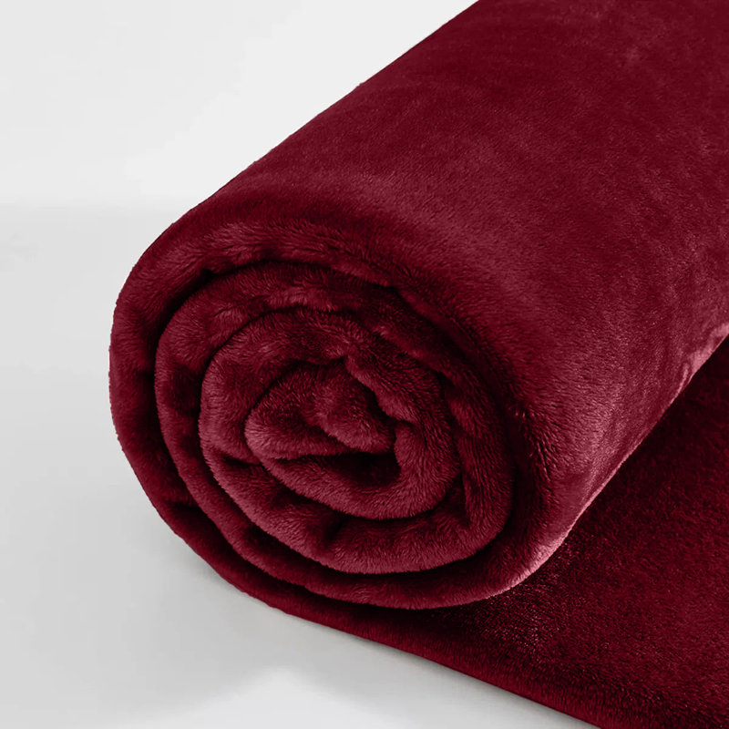 Reversible Mink Faux Fur Plush Fleece Throw/ Blanket, 230cm x 270cm, Burgundy