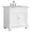 Meuble-lavabo autoportant blanc mat avec plateau en marbre de Carrare l 36 po x 22 po Aiyza-278189469