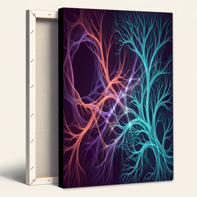 Toile abstraite orange et cyan