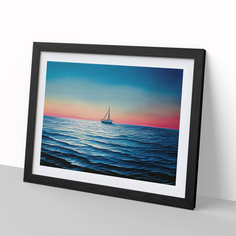 Stunning Sailing Boat 1 Piece Single Picture Frame Wall Art, 34cm H x 46cm W x 2cm D, Black Framed