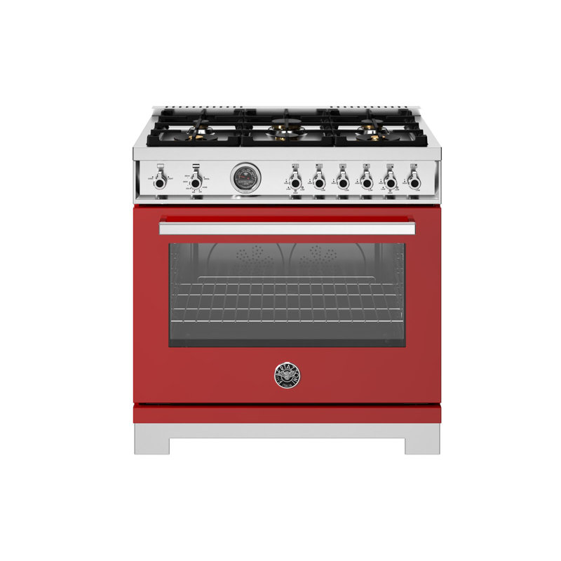 Bertazzoni 36" 5.9 Cubic Feet Freestanding Range, Natural Gas, Red Gloss