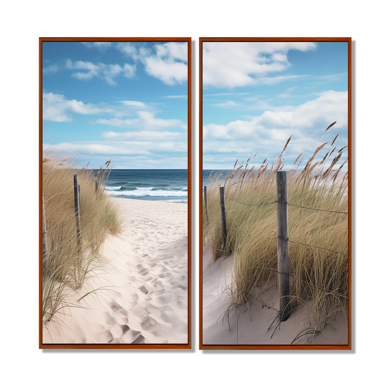Le sentier de la tranquillité vers la plage de Dune VI - Sable de plage côtière, grande fresque murale, 40" H x 40" W, Brown