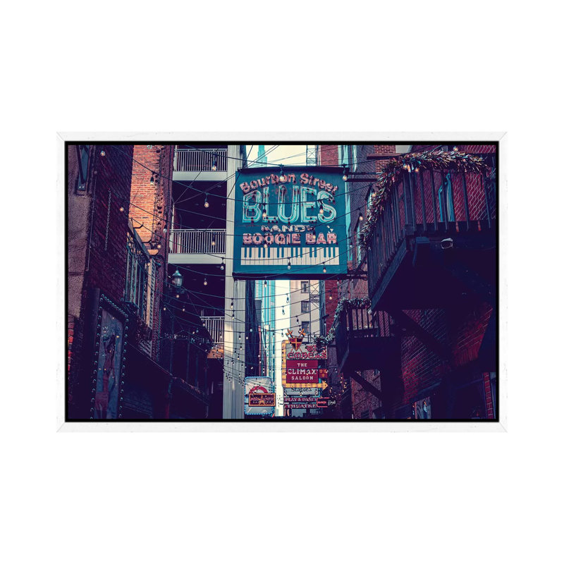 Printer's Alley Nashville Tennessee by Ann Hudec - Print on Canvas, 45.72cm H x 66.04cm W x 3.81cm D, White Framed