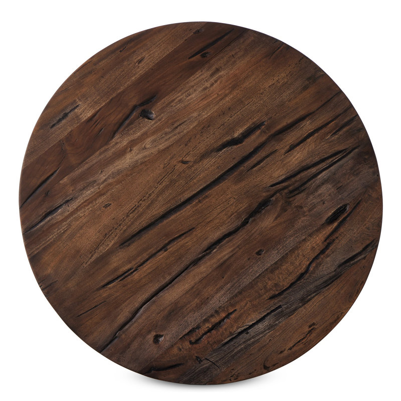 Naiesha Round Brown Solid Wood Pedestal End Table