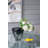 9.3X4.7X9.3" Smokey Black Glass Vase With Gold Rim