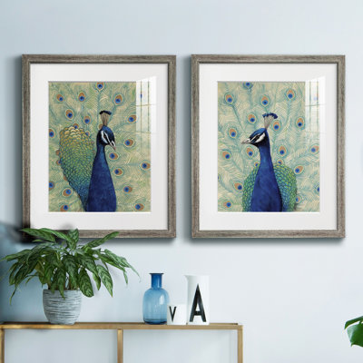 «Blue Peacock I», reproduction encadrée de qualité supérieure - prête à être accrochée