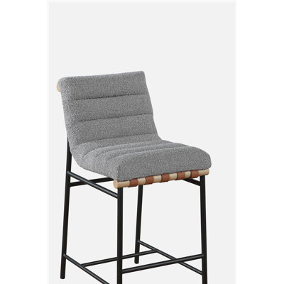 Lahni 17.75" Grey Bohemian Style Bar Stool