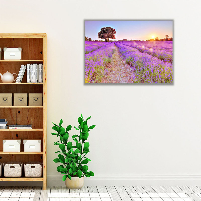 «Lavender Field At Sunset», reproduction d'art sur toile, H 18 po x l 24 po