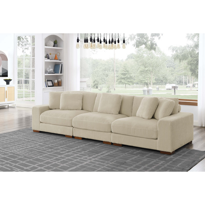 Canapé à accoudoirs carrés avec coussins réversibles Recommander, Gris foncé, H 33 po x l 124 po x P 43,5 po, 3