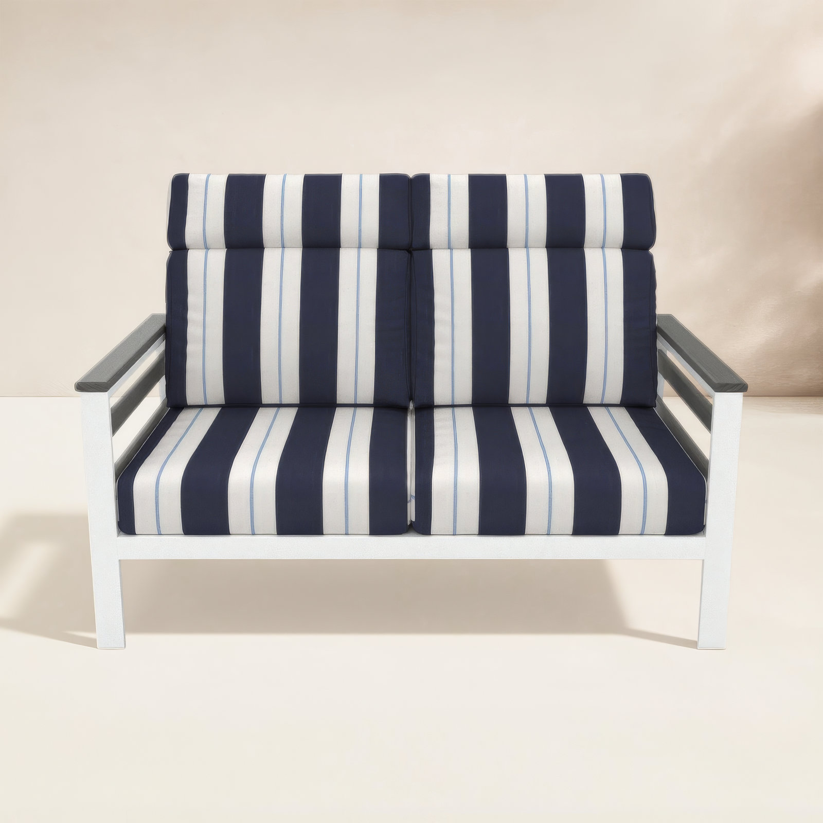 Townsend 55" Sunbrella® Patio Loveseat, Striped, Black/White