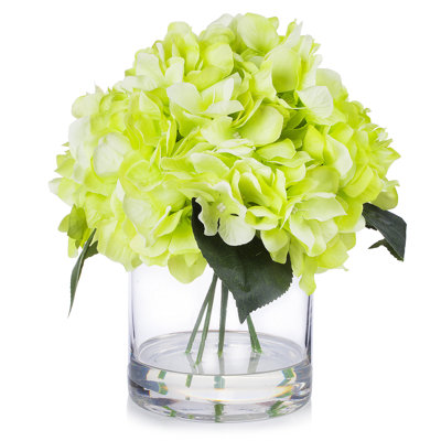 Faux Silk Hydrangea Arrangement in Vase
