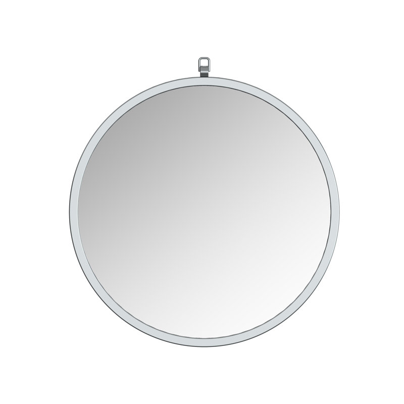 Metal Flat Wall Mirror with Hooks, 24" x 24", Black