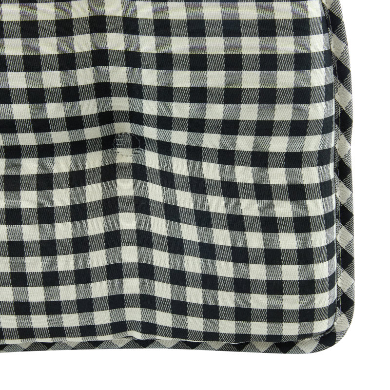 Non-Slip Gingham Dining Room And Kitchen Seat Cushions, 16 X 15 X 2 Inches, Set of 8, Gingham Black