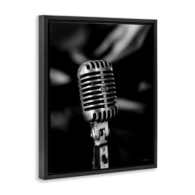 Vintage Microphone on  Framed Floater Canvas Wall Art by Jennifer Rigsby