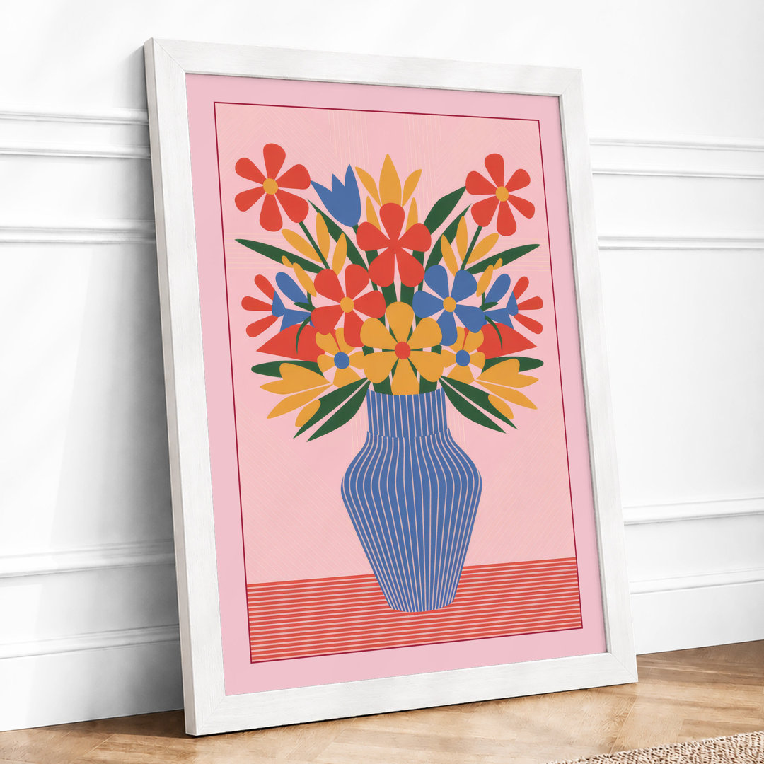 Geometric Floral Vase Modern Framed Art Print
