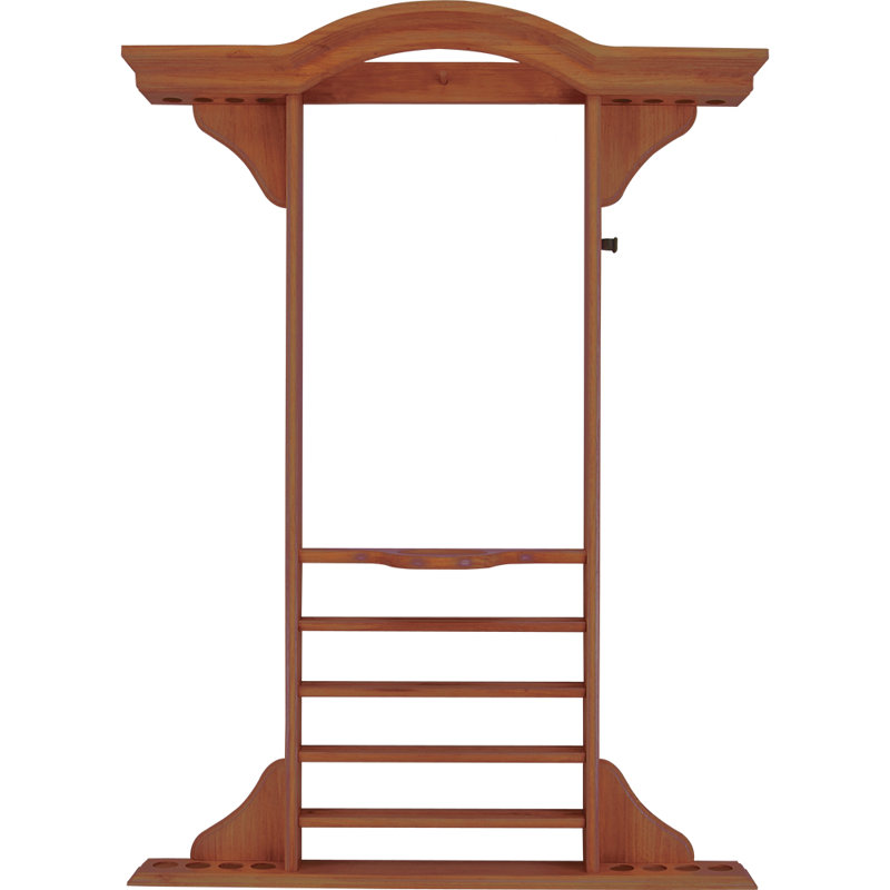 Deluxe 8 Cue Wall Rack, Honey