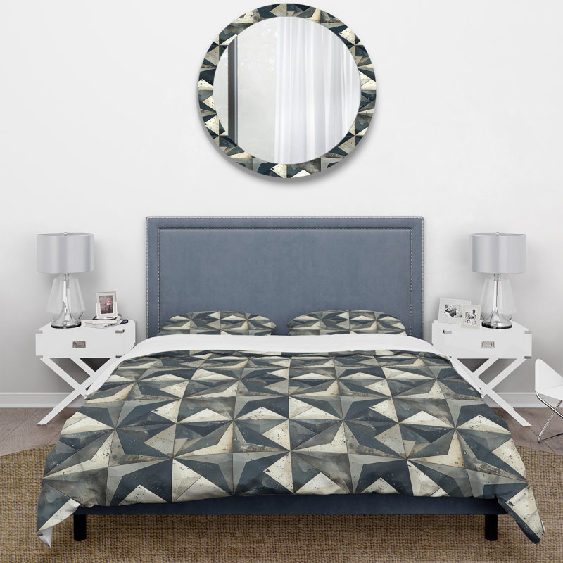 Ensemble de housse de couette gris anthracite Midcentury Stars I - Midcentury