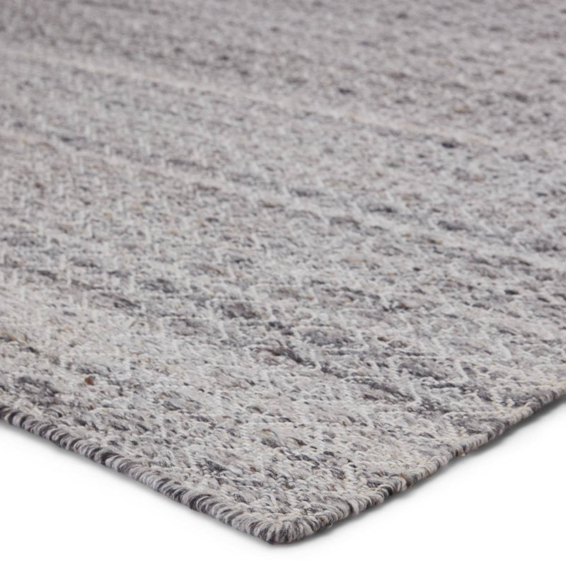 Tapis intérieur / extérieur en polyester tissé à la main noir / gris Wendy Jane, Rectangle 2 pi x 3 pi