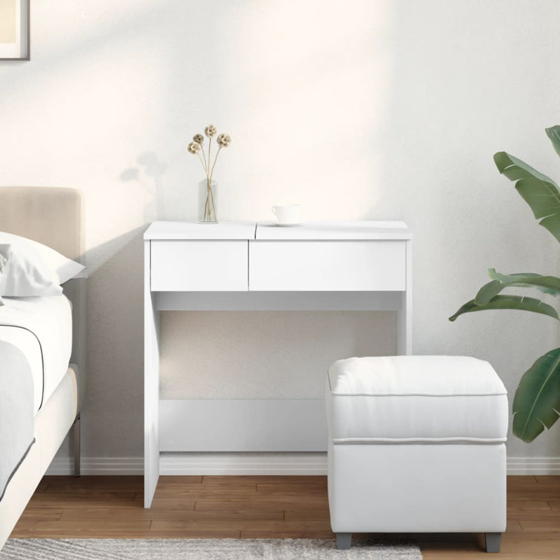 Dressing Table With Mirror 73X46.5X120 Cm, White
