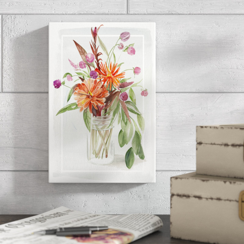 «Summer Wildflowers I», peinture sur toile, H 12 po x l 8 po