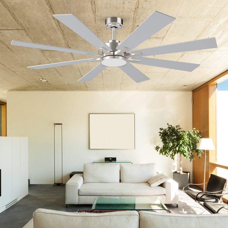 Delanei Ceiling Fan with LED Lights, Nickel, 72"