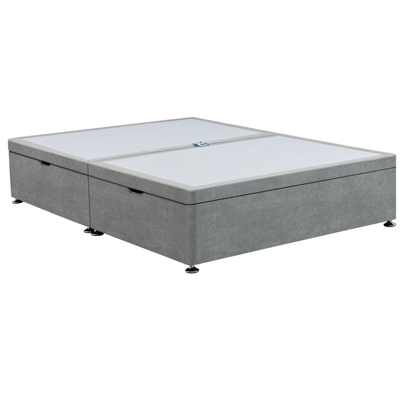 Kalsum Divan Bed Base, Casino SIlver, Side Open Ottoman Base, Small Double (4')