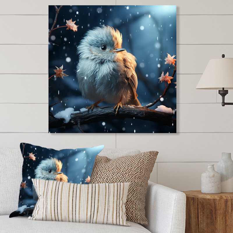«Winter Blue Bird Serenity IV», art mural oiseau en métal, H 29 po x l 29 po x P 1,5 po
