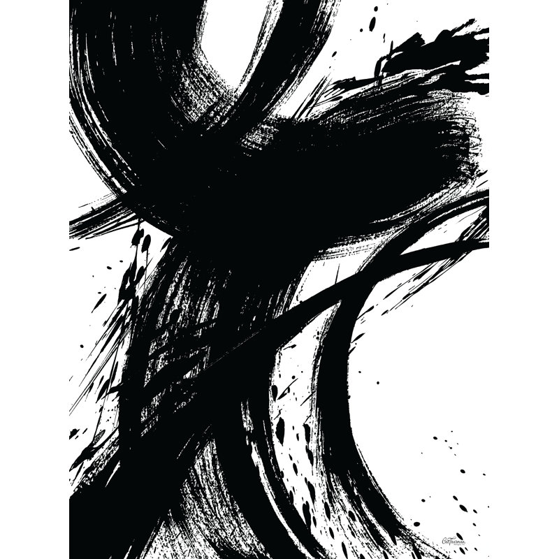 «Black and White Abstract 3 on Canvas» par Cat Thurman Designs, reproduction, H 36 po x l 24 po