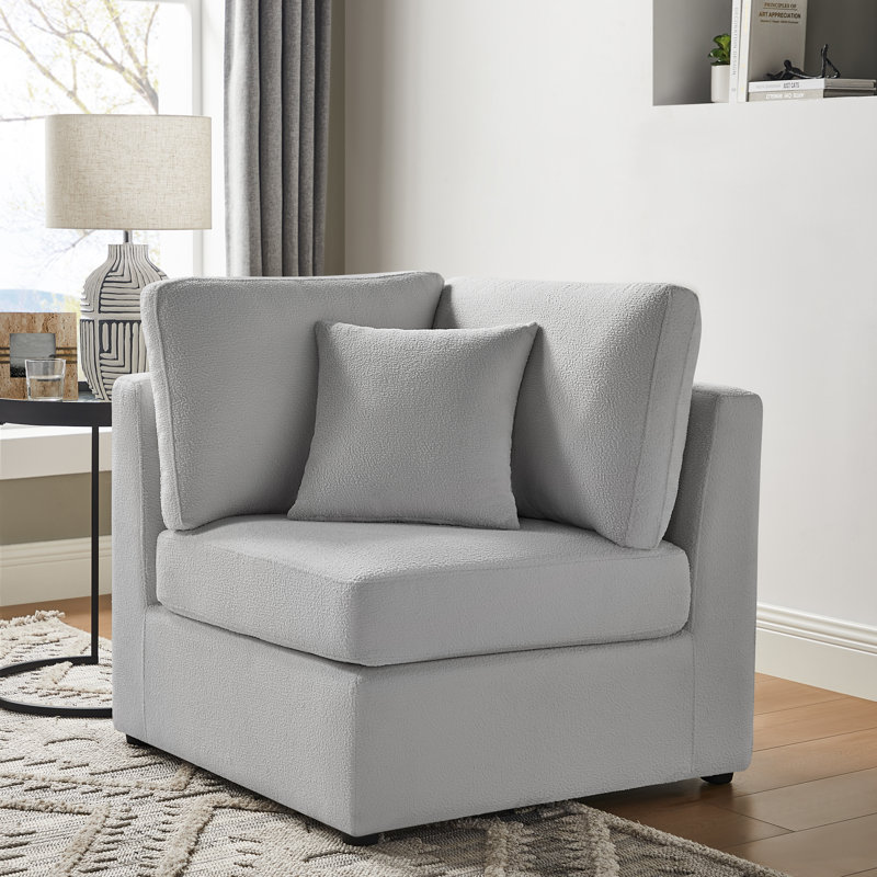 Chaise d'appoint en coin Mchargue, Polyester gris