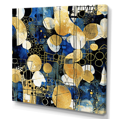 Motif abstrait avec textures bleues et dorées XXI, impression sur toile
