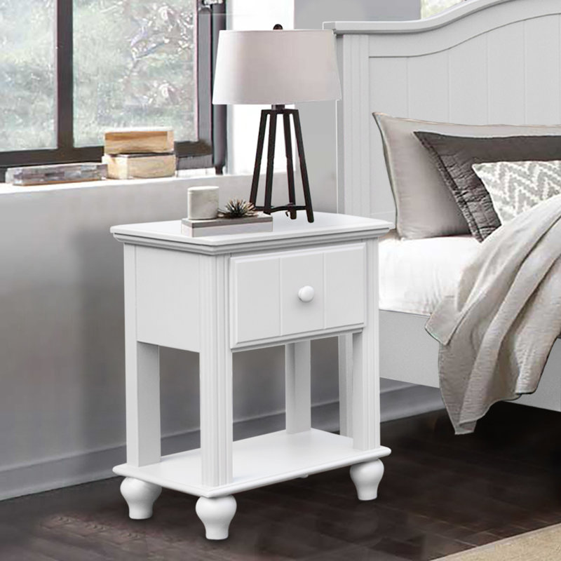 Abacoa Eoin Single Drawer Nightstand, White