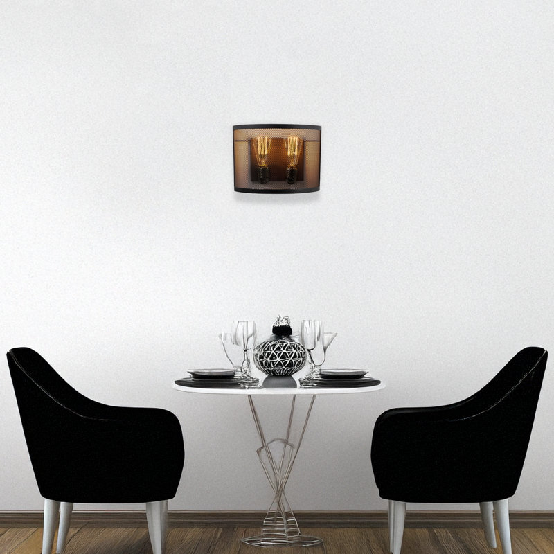 Metal Body Caged Flush Mount Wall Sconce