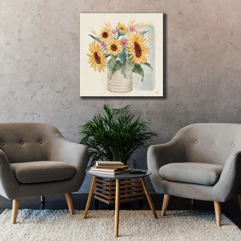 «Sunflower Season 5 Bright» par Janelle Penner, art mural sur toile, H 37 po x l 37 po x P 1,5 po