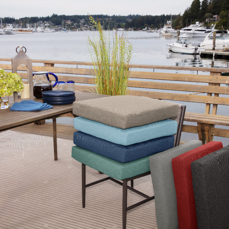 Arden Selections Oceantex Outdoor Dining Chair Seat Cushion 4" Cushion, Green