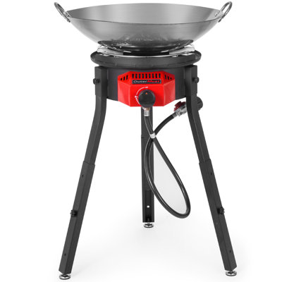 Poste de cuisson extérieur avec wok en fer, brûleur de 54 000 BTU et allumage électronique pour la cour arrière