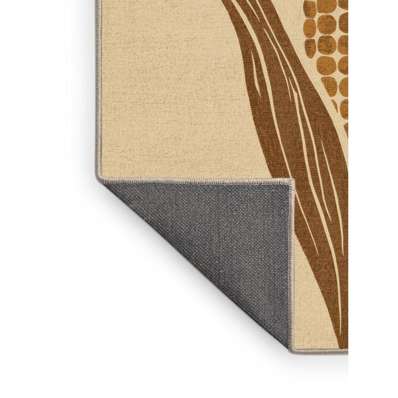 Soft Plush Esquibel Thanksgiving Modern & Contemporary Abstract Area Rug in Brown – Beige Binding, 8x10