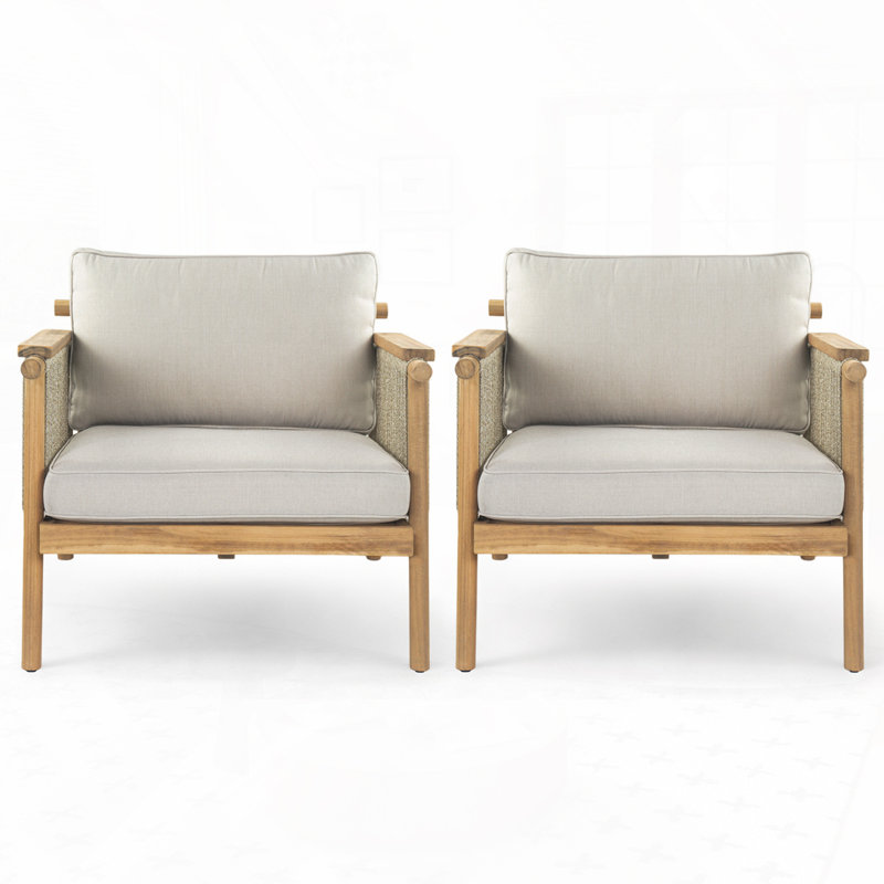 Fauteuil club d'extérieur en bois d'acacia