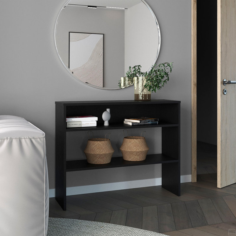 Bureau H 31,5 po avec 2 tablettes et 2 pieds, Noir