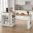 Extendable Kitchen Island with Drawers, White Mobile Console Table with Double Door Cabinet and Open Shelving, Serving as Dining Table and Breakfast Bar