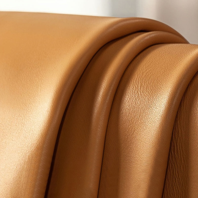 Banc rembourré en cuir Zaakiyah, Orange, H 16,14 po x l 70,86 po x P 18,11 po