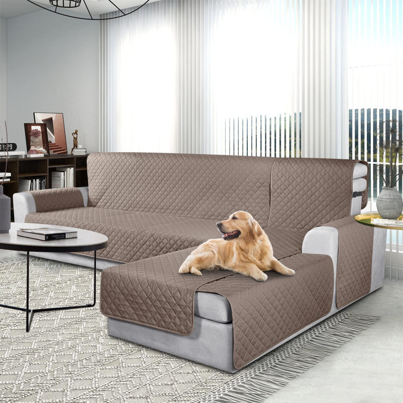 Housse pour canapé à coussins carrés Sharilynn, H 0,2 po x l 94,4 po x P 50 po, Microfibre/microsuède brun