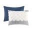 3 Piece Cotton Comforter Set With Chenille Tufting Navy Full/Queen-119417313-119417314
