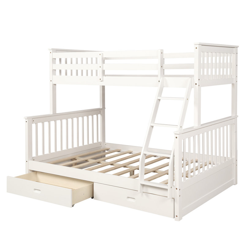 Twin Over Full Stairway Bunk Bed, White
