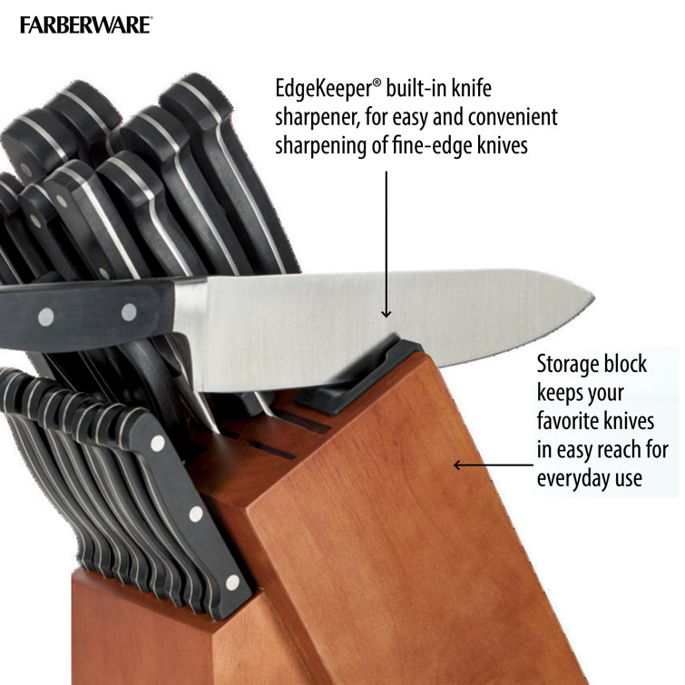 Farberware Edgekeeper 15-Piece Forged Knife Block Set Built-in Sharpener