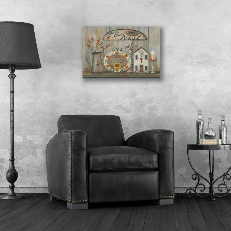 «Bless Our Nest Country Shelf» par Pam Britton - peinture sans cadre, H 16 po x l 24 po x P 0,2 po