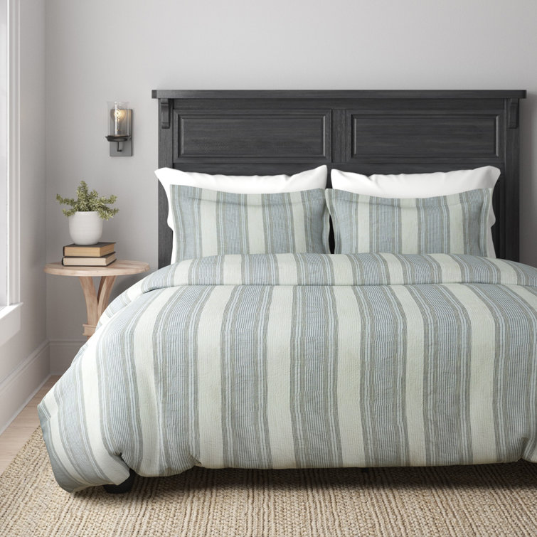 Clover Ivory/Gray Linen Duvet Cover Collection