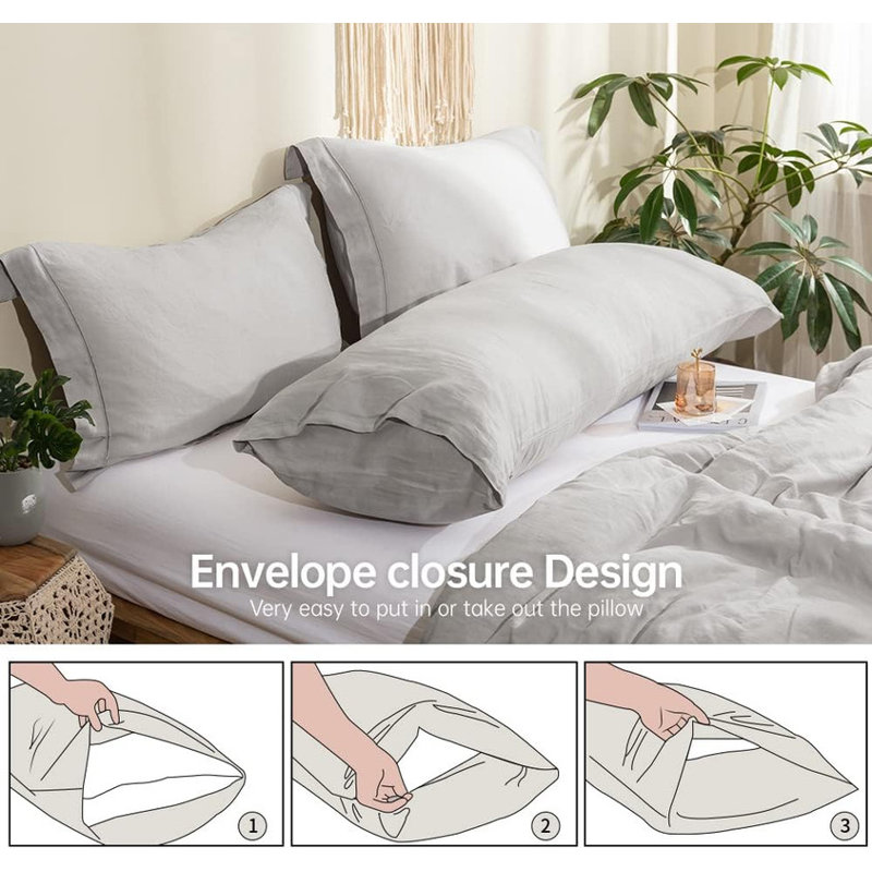 Body Pillow Cover 20" X 54",100% Pure Linen, Light Gray
