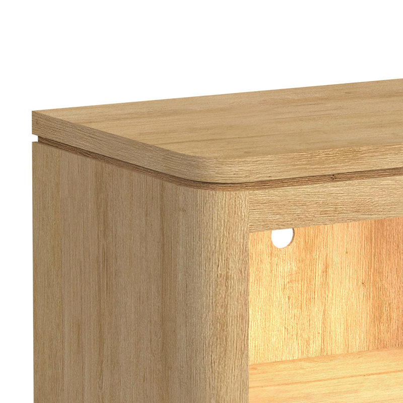 Table de chevet Knobel avec USB et DEL en naturel, Brun